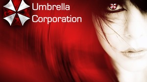 Umbrella Corporation Resident Evil Face Red Background Women 2560x1600 Wallpaper