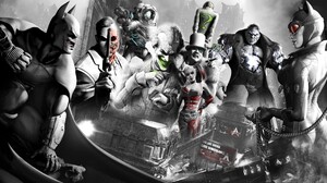 Video Games Batman Arkham City Batman Harley Quinn The Penguin Two Face Joker 3003x1322 Wallpaper