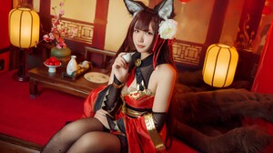 Women Model Asian Cosplay Amagi Azur Lane Azur Lane Video Games Fox Girl Fantasy Girl Animal Ears Wo 4500x3373 Wallpaper
