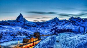 Vehicle Train Switzerland Mountain Alps Matterhorn Snow Winter 5796x3870 Wallpaper