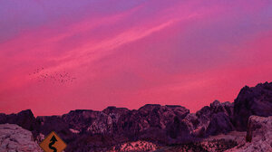 Artwork Digital Art Mountains Road Sunset Glow 1044x1476 Wallpaper