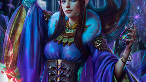Digital Art Artwork Illustration Women Fantasy Art Fantasy Girl Elves Blue Eyes Dark Hair Long Hair  1204x1920 Wallpaper
