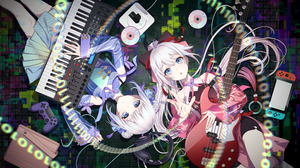 Tacitly Anime Two Women Top View Musical Instrument Anime Girls Guitar Piano Lying On Back Controlle 5500x3755 Wallpaper