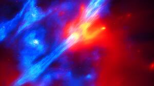 Space Fire Red Blue Stars Galaxy 3072x3072 Wallpaper