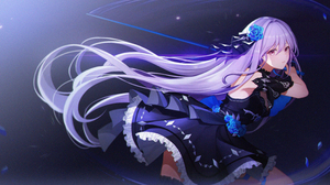 Anime Girls Sword Long Hair Purple Hair Flower Dress Dress Nani Artist Artwork 5000x2611 Wallpaper