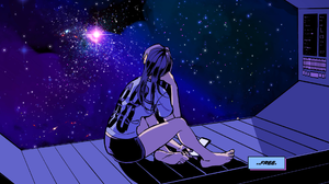 Vashperado Space Stars 88 Chan 88 Comic Spaceship Galaxy Purple Background Long Hair Loneliness Comi 1920x1080 Wallpaper