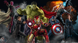 Avengers Avengers Age Of Ultron Black Widow Captain America Chris Evans Chris Hemsworth Digital Art  1920x1080 Wallpaper