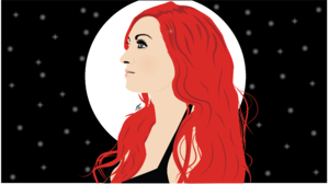 Vector Redhead Black Background Moonlight Moonlight Lady Star Trails Illustration Becky Lynch 5385x3119 Wallpaper