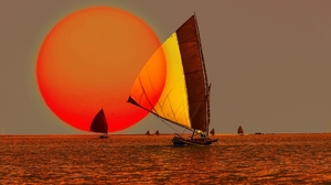 Ocean Sailboat Sailing Sun Sunset 2560x1600 Wallpaper