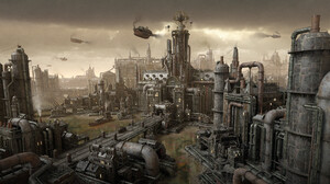 Artwork Science Fiction Futuristic Steampunk Cityscape Digital Art Fantasy Art Dieselpunk 3840x2160 Wallpaper
