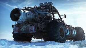 Vehicle Buggy Monster Trucks Turbine Engines Pipes Nature Snow Digital Art Clouds Blue Low Angle 1280x800 Wallpaper