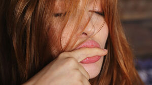 Redhead Women Closed Eyes Lips 5760x3840 Wallpaper