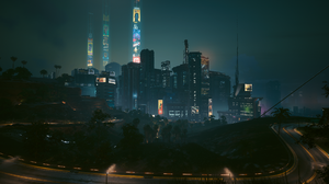 Cyberpunk 2077 Highway Video Games Road City City Lights Night Building CGi 2560x1600 wallpaper