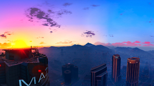 Grand Theft Auto V Sky Skyscraper Sun 4720x1899 Wallpaper