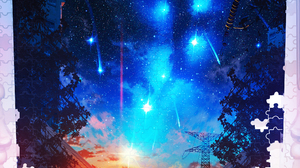Anime Girls Portrait Display Puzzles Sunset Glow Sunset Utility Pole Shooting Stars Stars Starred Sk 2300x4000 Wallpaper