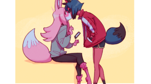 BNA Anime Girls Kissing Furry Monster Girl Animal Ears Animal Print Fox Girl JK Long Hair Short Hair 2000x1600 Wallpaper