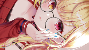 Anime Anime Girls Glasses Heterochromia Blonde Minimalism Simple Background Smiling Choker Looking A 3110x4261 Wallpaper
