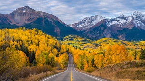 USA Colorado Road Nature Forest Fall Mountains Landscape Sky Clouds Snow 3840x2160 Wallpaper