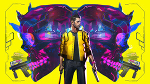 Cyberpunk 2077 Video Games Gun Video Game Art Beard Skull Jacket Looking Away 3840x2160 Wallpaper