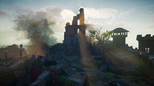 Assassins Creed Video Game Art Sunlight Video Games Flag CGi Sky Clouds Building 2560x1440 Wallpaper