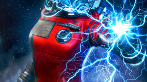 SKstalker CGi Women Helmet Astronaut Red Clothing Science Fiction Lightning Electricity Electric Sta 2100x2895 wallpaper