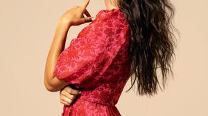 Women Brunette Dress Model Red Dress Profile Studio 4000x5120 Wallpaper