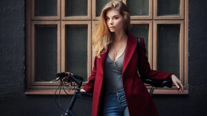 Irina Popova Blonde Women Outdoors Necklace Straight Hair Jeans Portrait Bicycle Looking At Viewer W 1900x1228 Wallpaper