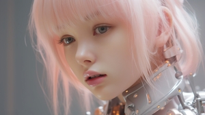 Ai Digital Art Women Pink Hair Blue Eyes Closeup Face 5824x3264 Wallpaper