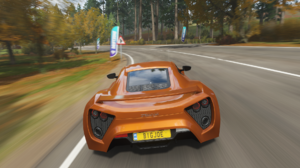 Forza Forza Horizon 4 Racing Car CGi Video Games Licence Plates Road Trees Rear View Zenvo Automotiv 1920x1080 Wallpaper