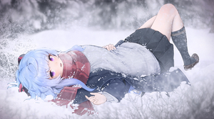 Anime Anime Girls Ganyu Genshin Impact Genshin Impact Snow Horns Scarf 3058x1665 Wallpaper
