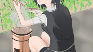 Anime Anime Girls Kantai Collection Kuroshio KanColle Short Hair Black Hair Solo Artwork Digital Art 1447x2047 Wallpaper