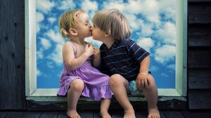 Boy Child Cloud Cute Girl Kiss Little Boy Little Girl Sky 2000x1331 Wallpaper
