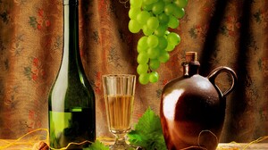 Grapes Green Jug Leaf Still Life Wine 3500x2800 Wallpaper
