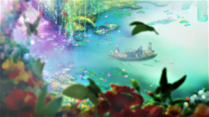 Hells Paradise Jigokuraku Boat Nature Flowers Water Anime Anime Screenshot Water Lilies Leaves 1920x1080 Wallpaper