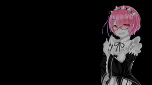 Simple Background Dark Background Black Background Selective Coloring Anime Girls Ram Re Zero Maid M 3840x2160 Wallpaper