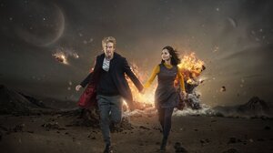 The Doctor Sci Fi Running Jenna Coleman Clara Oswald Peter Capaldi 5760x3840 Wallpaper