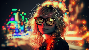 Ai Art New Year Women Bokeh Illustration City Lights Lights Sunglasses 3060x2048 Wallpaper