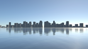 City Skyscraper Sea Building Town Architecture Reflection Water Golden Hour Sketchup V Ray CGi 1920x991 wallpaper