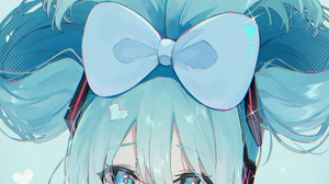 Anime Girls Blue Hair Vocaloid Hatsune Miku Vertical Blue Eyes Headphones Heart 2300x3253 Wallpaper