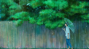 Rain Umbrella Artwork Fence 1299x918 Wallpaper