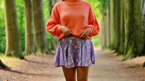 Blonde Skirt Sweater Orange Sweater Park Belgian Women Shoes White Shoes Walking Women 1080x1350 wallpaper