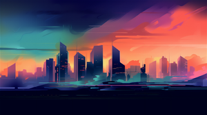 Ai Art City Illustration Skyline Colorful 2912x1632 Wallpaper