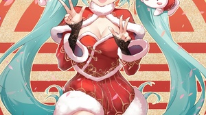 Hatsune Miku New Year Shangguan Feiying Anime Girls Vertical Vocaloid Chinese Clothing Rabbits Twint 3394x5476 Wallpaper