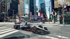 Formula 1 Formula Cars Race Cars Scuderia AlphaTauri New York City Times Square Side View City Build 2880x1800 Wallpaper