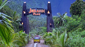 Jurassic Park Jungle Movies Film Stills Car Sign Logo Plants Palm Trees Gates Torches 1920x1080 Wallpaper