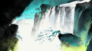 ChinaGuFeng Wushan Five Elements Water Waterfall Artwork Trees 3840x1867 Wallpaper