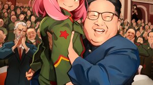 Kim Jong Un Anya Forger Yor Forger Asian Military Coat Suite Pink Hair Green Eyes Looking At Viewer  2400x3000 Wallpaper