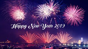 Happy New Year Fireworks Night City 2500x2069 Wallpaper