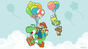 Mario Yoshi Koopa Goomba Balloon Presents Video Game Characters 1920x1080 Wallpaper