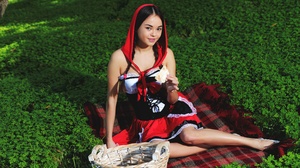 Black Hair Braid Girl Hood Model Red Riding Hood Woman 4324x2883 Wallpaper
